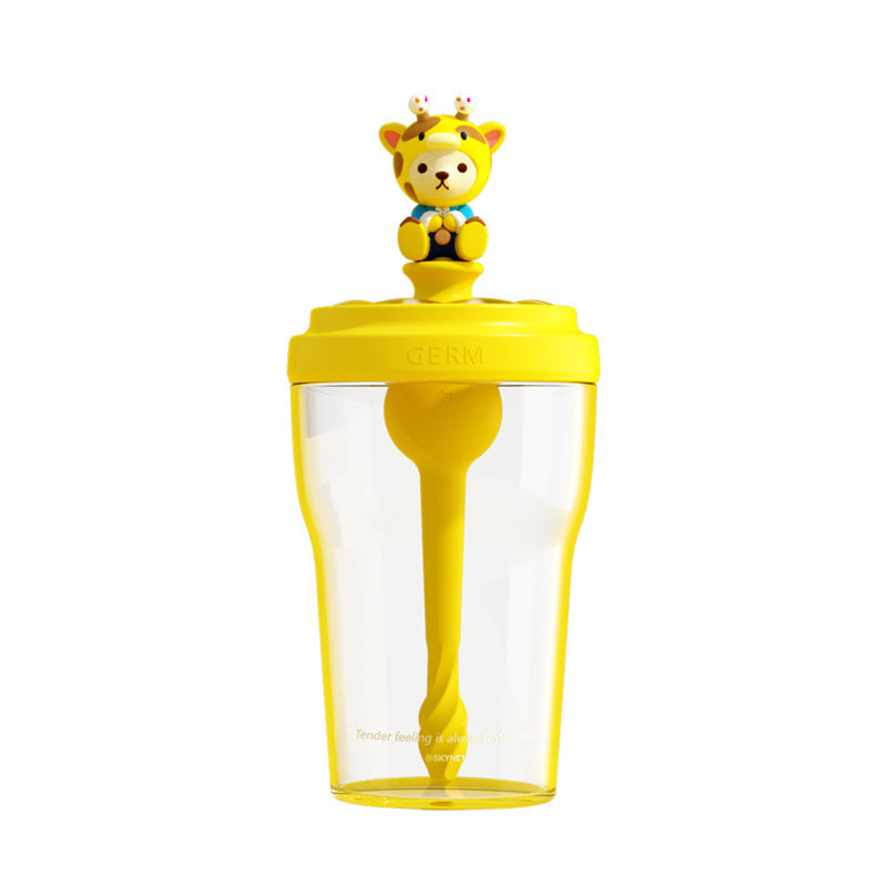 Colorful Teddy Bear Glass Bottles Straw Cup